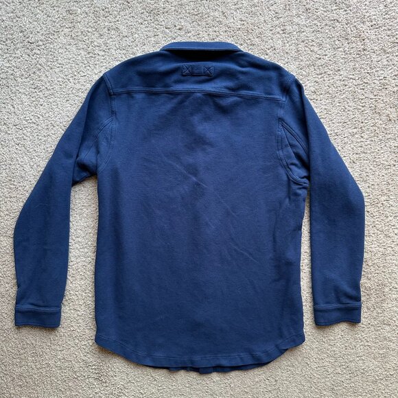 Duluth Shirt Mens Medium Button Up Long Sleeve Navy Blue Point Collar Cotton - Picture 2 of 10